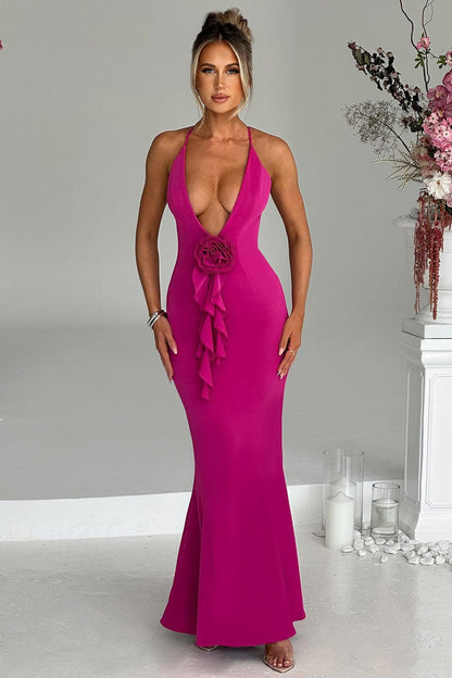 Dames Maxi Jurk Roze Feestelijke Avondjurk - Mode Vibes