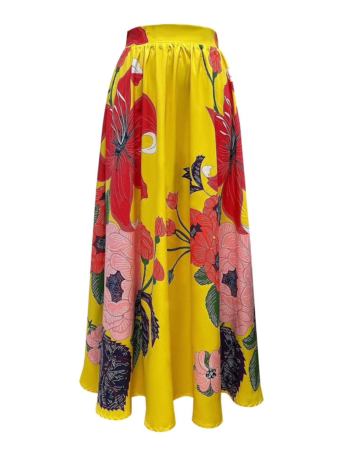 Dames Maxi Rok Hoge Taille Bloemenprint Jurkstof - Mode Vibes