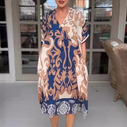 Dames Zomerjurk Midi Kaftan Stijl Jurk voor Vrouw - Mode Vibes