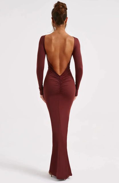 Dames Maxi Gala Jurk met open rug - Jara
