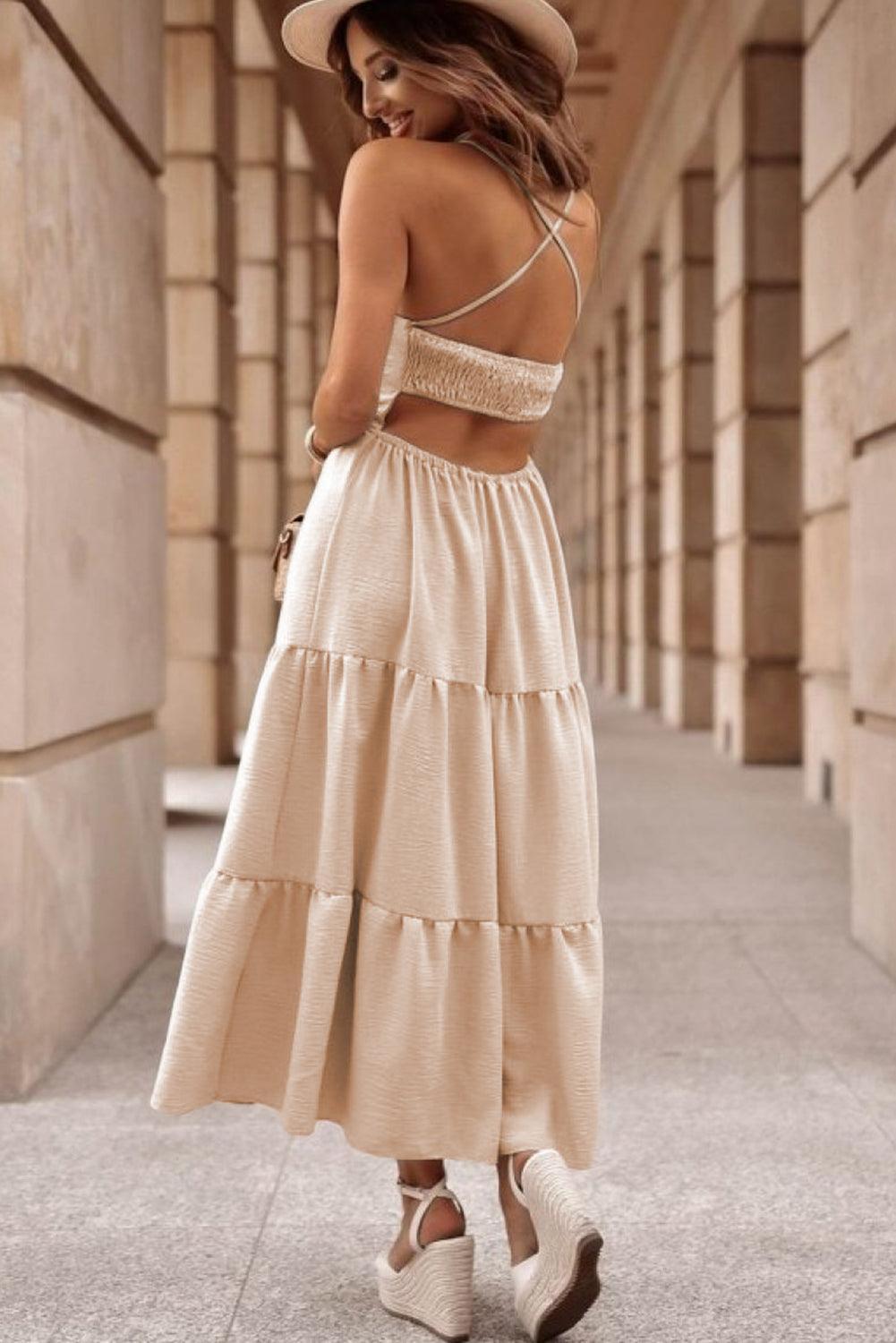 Dames Maxi Zomerjurk met Gekruiste Bandjes - Bella