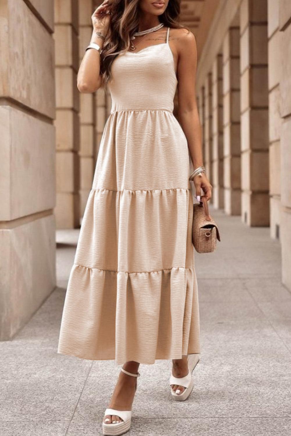 Dames Zomerjurk Maxi Gekruiste Bandjes Jurk voor Vrouw - Mode Vibes