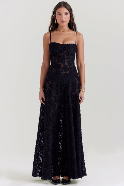 Dames Maxi zomerjurk met geborduurde bloemen - Jane