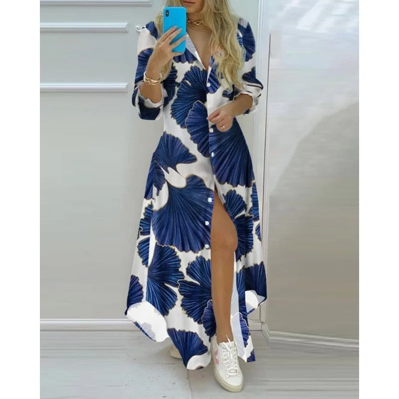 Dames Maxi zomerjurk met knoopsluiting - Annabel