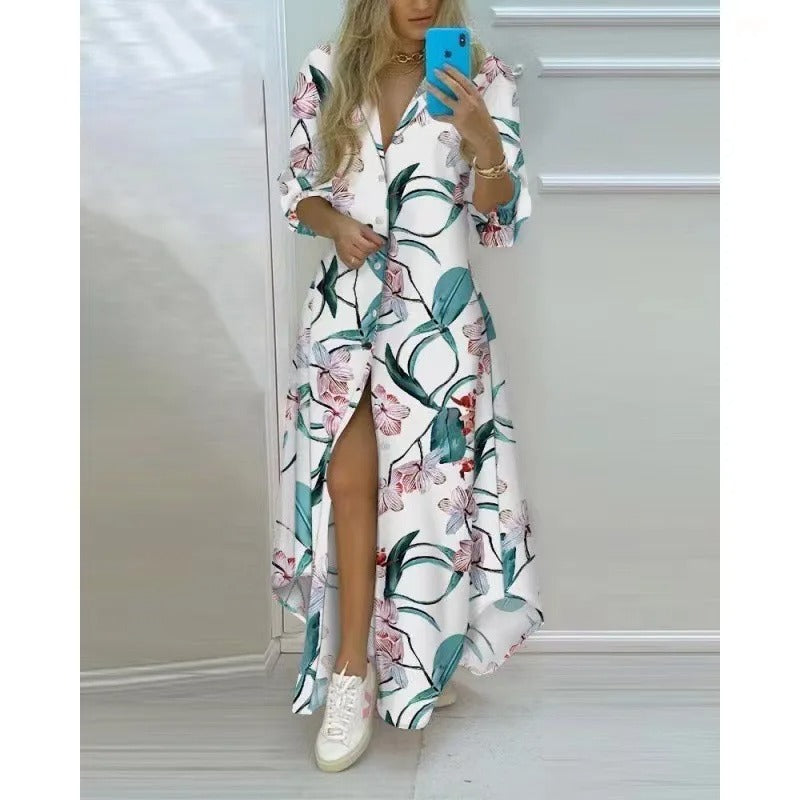 Dames Maxi zomerjurk met knoopsluiting - Annabel
