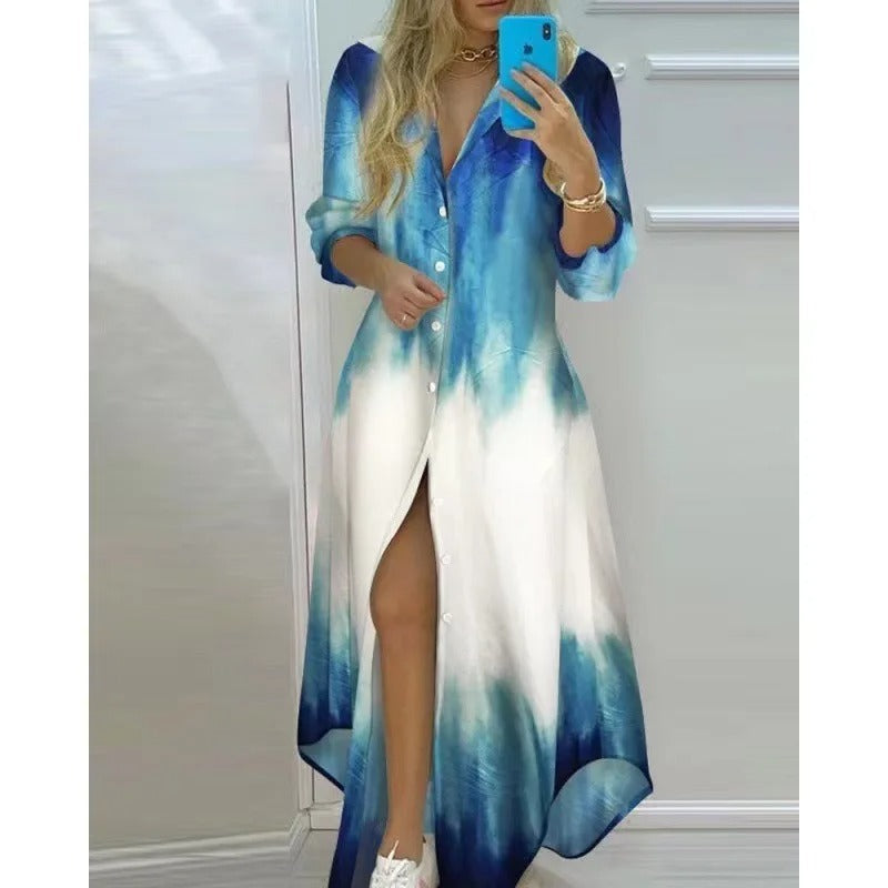 Dames Maxi zomerjurk met knoopsluiting - Annabel