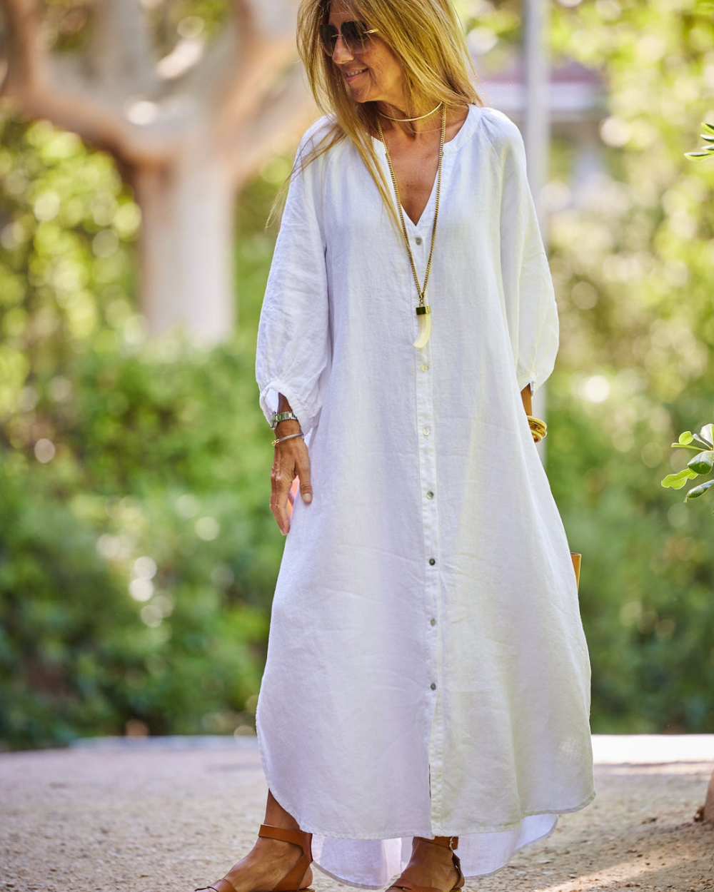 Dames Maxi zomerjurk met lange mouwen - Lovely