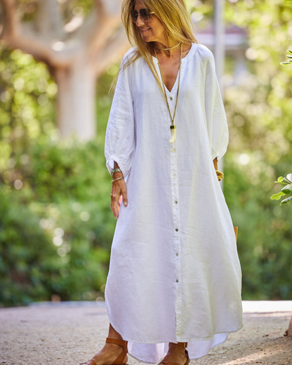 Dames Maxi zomerjurk met lange mouwen - Lovely
