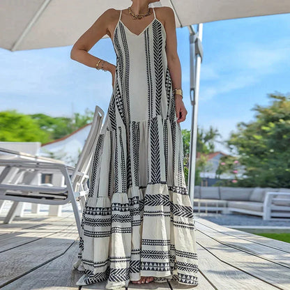 Dames Maxi Zomerjurk Ruches Jurk Lange Zomerjurk voor Vrouw - Mode Vibes