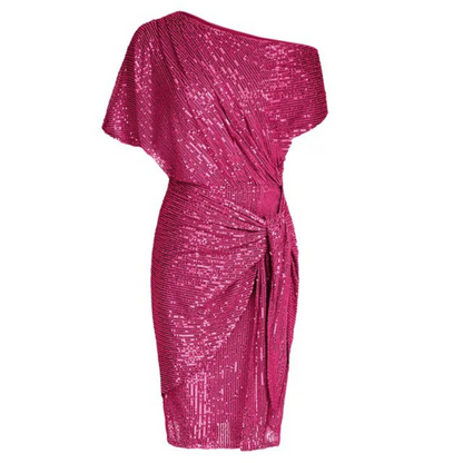 Dames Midi Feestjurk met Paillettenpatroon - Lexi