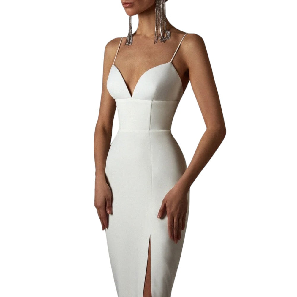 Dames Gala Jurk Midi met V-hals Elegant Chaveli - Mode Vibes