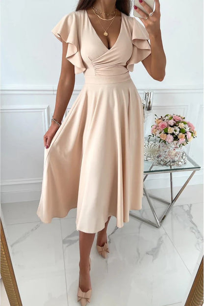 Dames Gala Jurk Midi met Vlindermouwen Angel Stijl - Mode Vibes