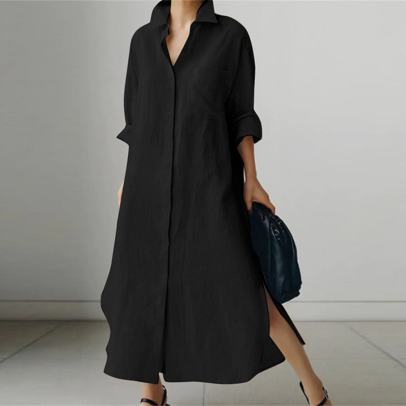 Dames Polojurk Midi Knoopsluiting Zomerjurk - Mode Vibes