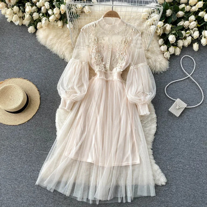 Dames Midi zomerjurk met bloemen en kant - Flora