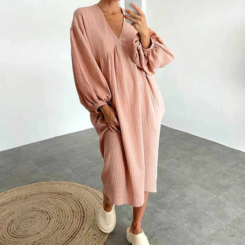 Dames Midi zomerjurk met lange mouwen - Aurora