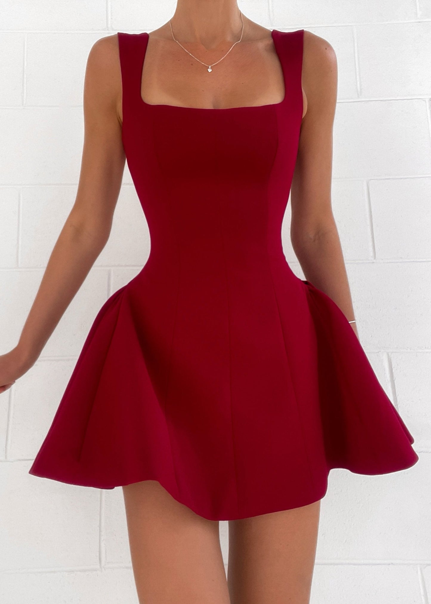 Korte Gala Jurk Dames Vierkante Hals Bridal Stijl - Mode Vibes