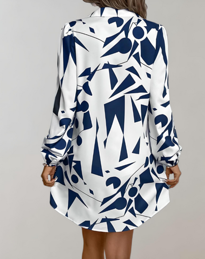Dames Mini zomerjurk met Lange mouwen en Knoopsluiting - Mila