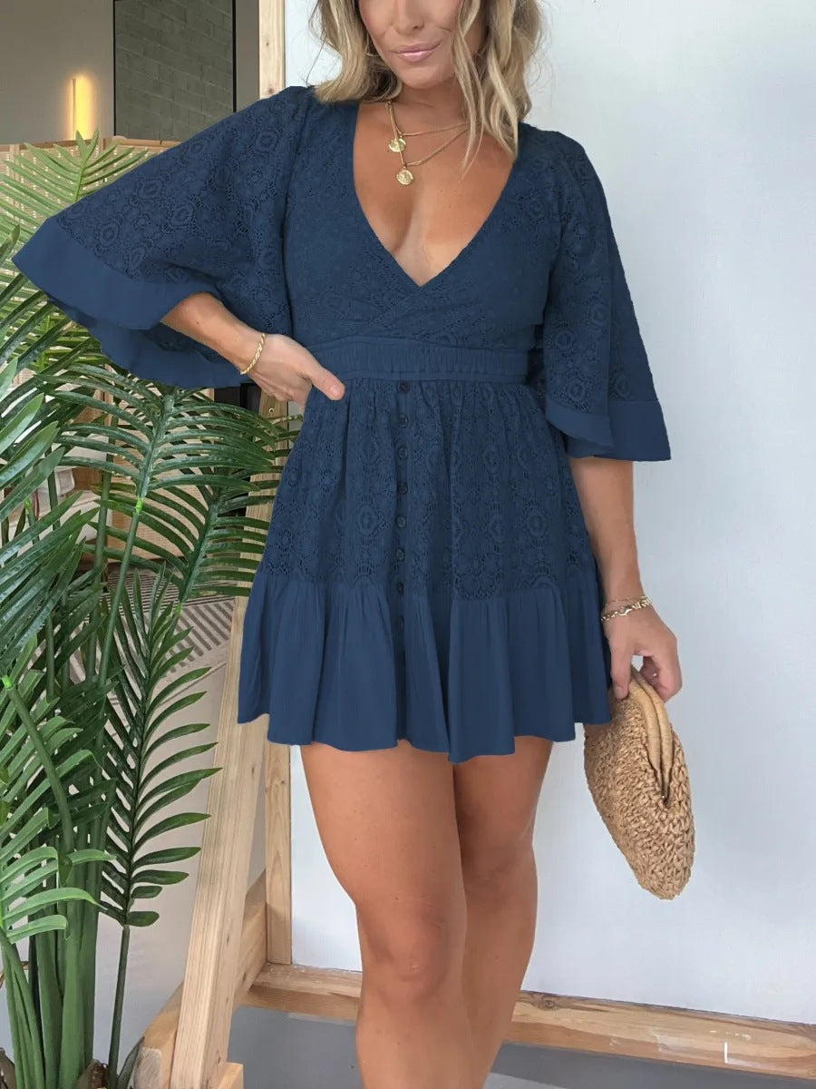 Dames Mini zomerjurk met diepe V-hals - Andy