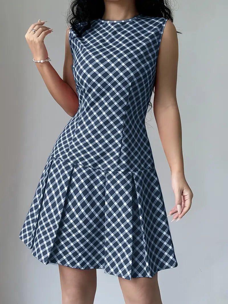 Dames Mini Jurk Zonder Mouwen met Plooien - Mode Vibes