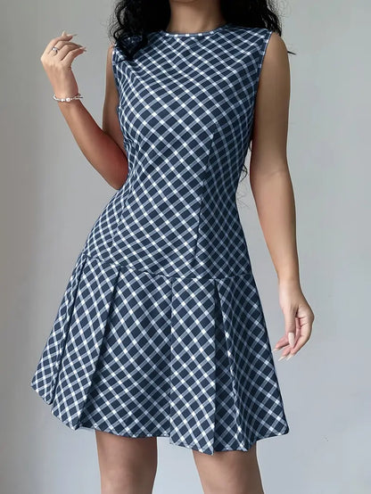 Dames Mini Jurk Zonder Mouwen met Plooien - Mode Vibes