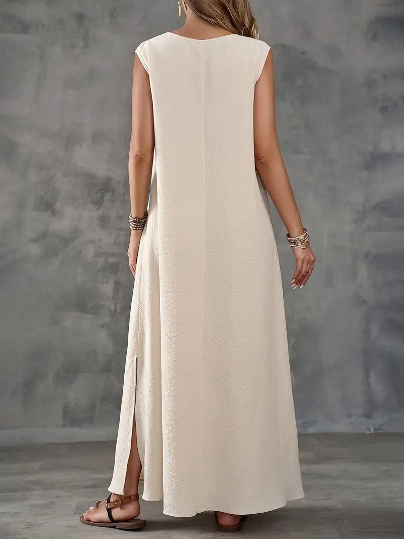 Dames Mouwloze Maxi Zomerjurk - Marigold