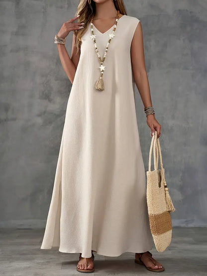 Dames Zomerjurk Mouwloos Maxi Jurk Geel - Mode Vibes