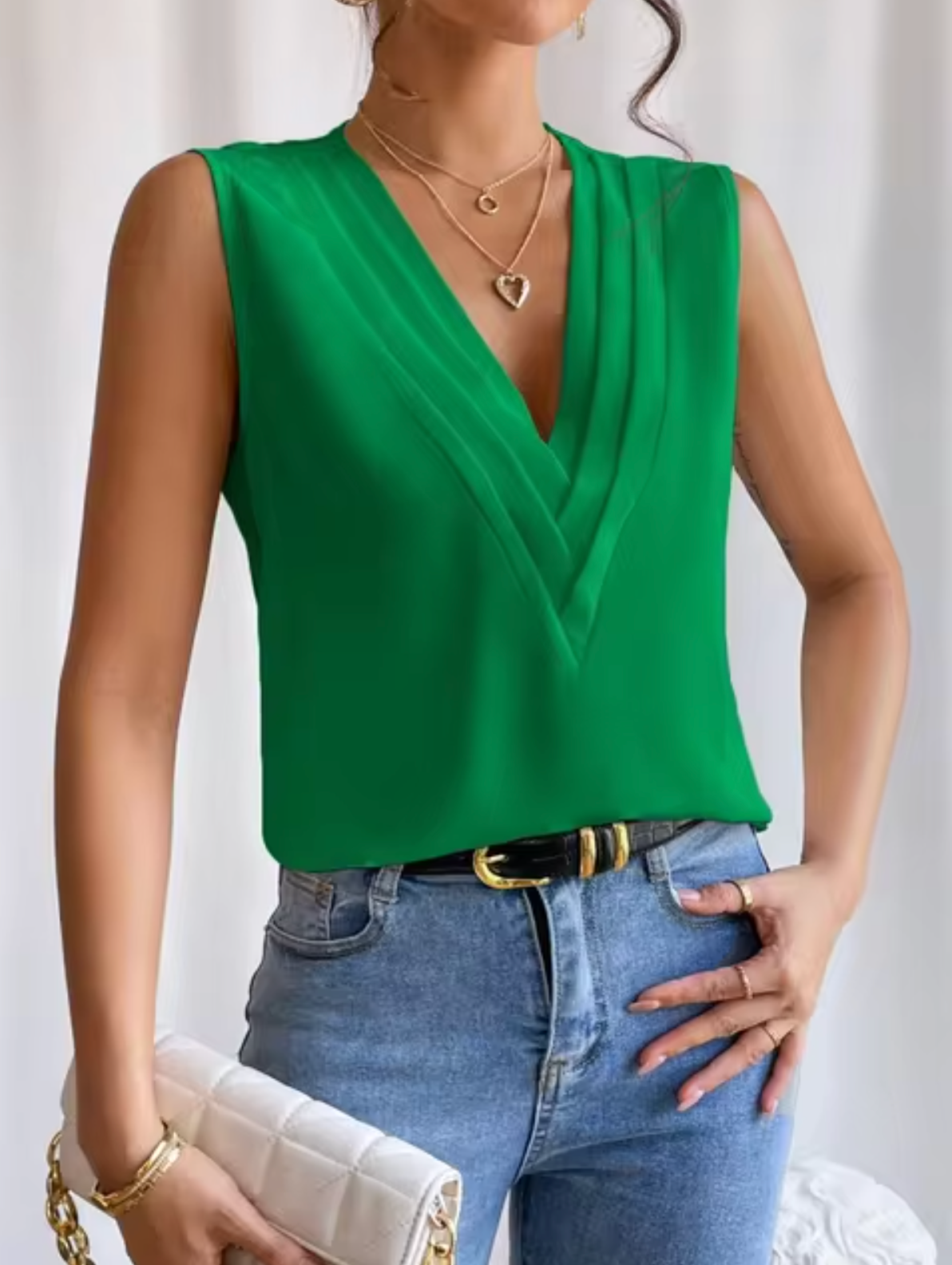 Dames Top Mouwloos V-Hals Violet - Mode Vibes