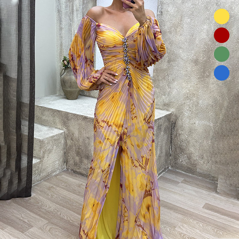Dames Maxi Jurk Off Shoulder Geplooide Zomerjurk - Mode Vibes