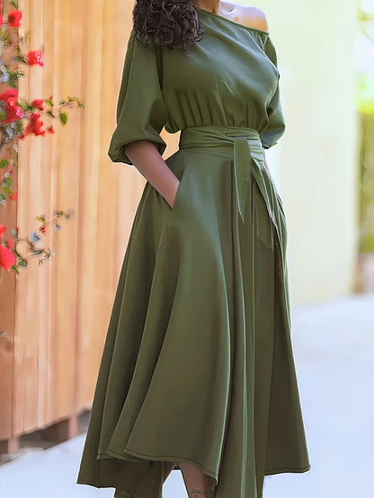 Dames Gala Jurk Off Shoulder Midi Lange Avondjurk - Mode Vibes