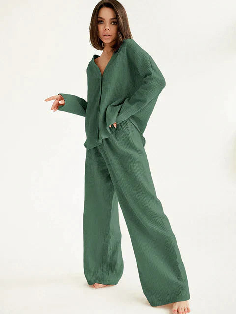 Dames Overhemd en Broek Loungwear Set - Dallia