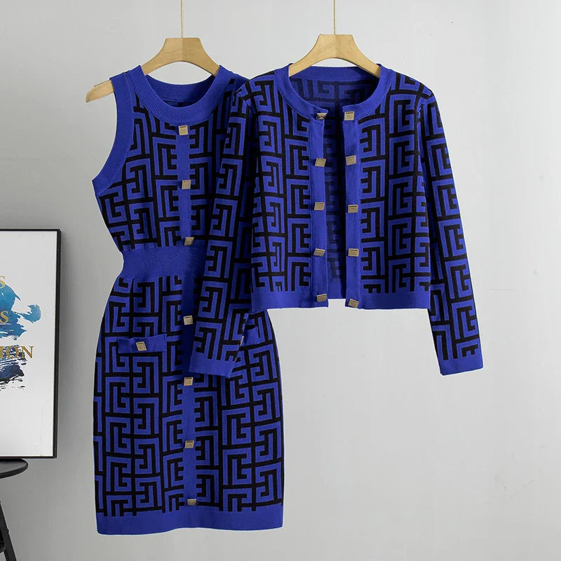 Floriza Gebreide Sweater en Jurk Set
