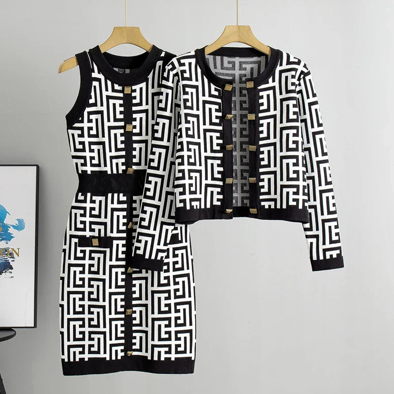 Floriza Gebreide Sweater en Jurk Set