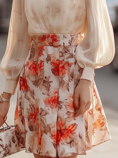 Dames Plooirok met Sheer Blouse Set - Allanis