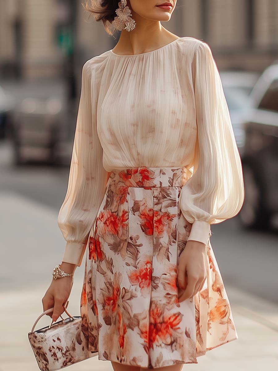 Dames Plooirok Blouse Set Zwart Elegante Jurk - Mode Vibes