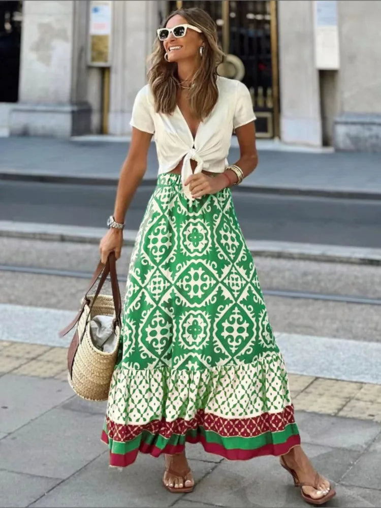 Dames Rok Midi Retro Print Liora - Mode Vibes
