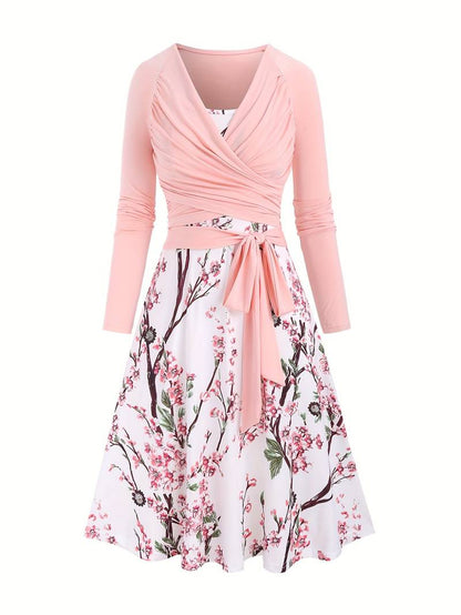 Vrouwelijke Zomerjurk Midi Sakuraprint Jurk - Mode Vibes
