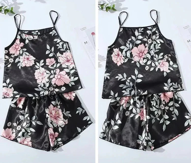 AllureDreams Dames Pyjama Set met Bloemenprint