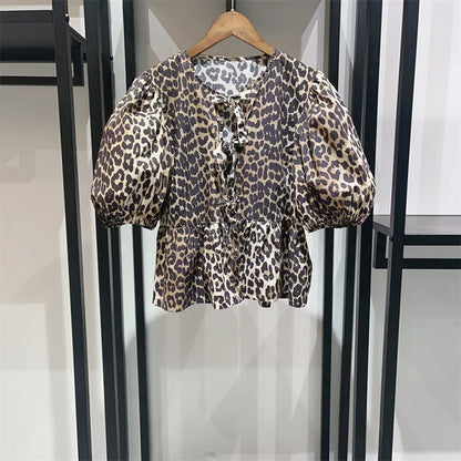 ZomerGlow Dames Blouse met Print en Strik