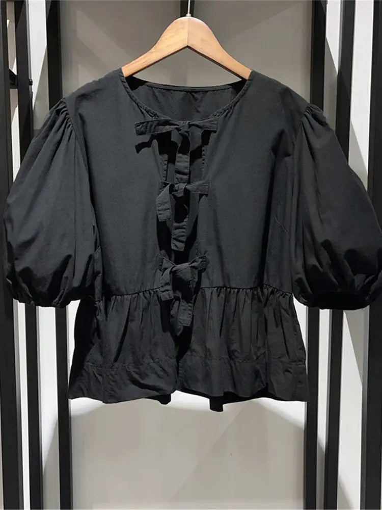 ZomerGlow Dames Blouse met Print en Strik