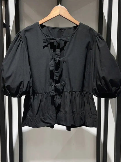 ZomerGlow Dames Blouse met Print en Strik