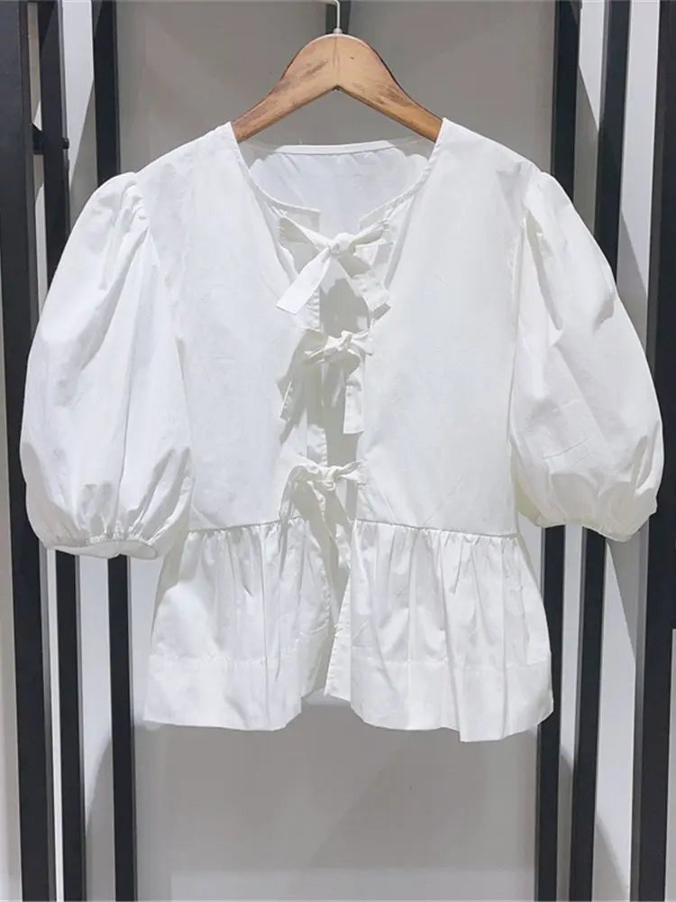 ZomerGlow Dames Blouse met Print en Strik