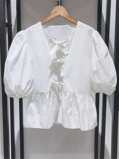 ZomerGlow Dames Blouse met Print en Strik