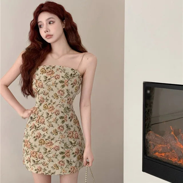 Stijlvolle Bries Retro Bloemenprint Slipjurk voor Dames