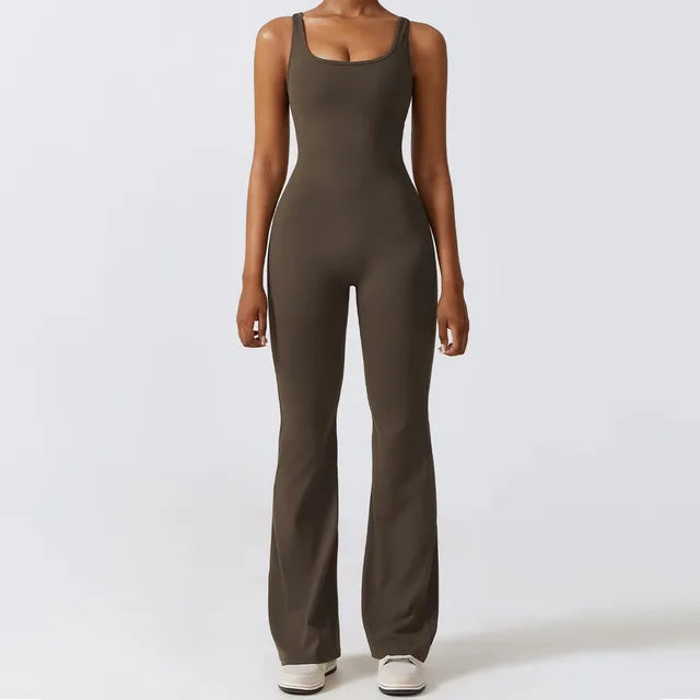 Elegante Jumpsuit Racerback Ontwerp Stretch Stof