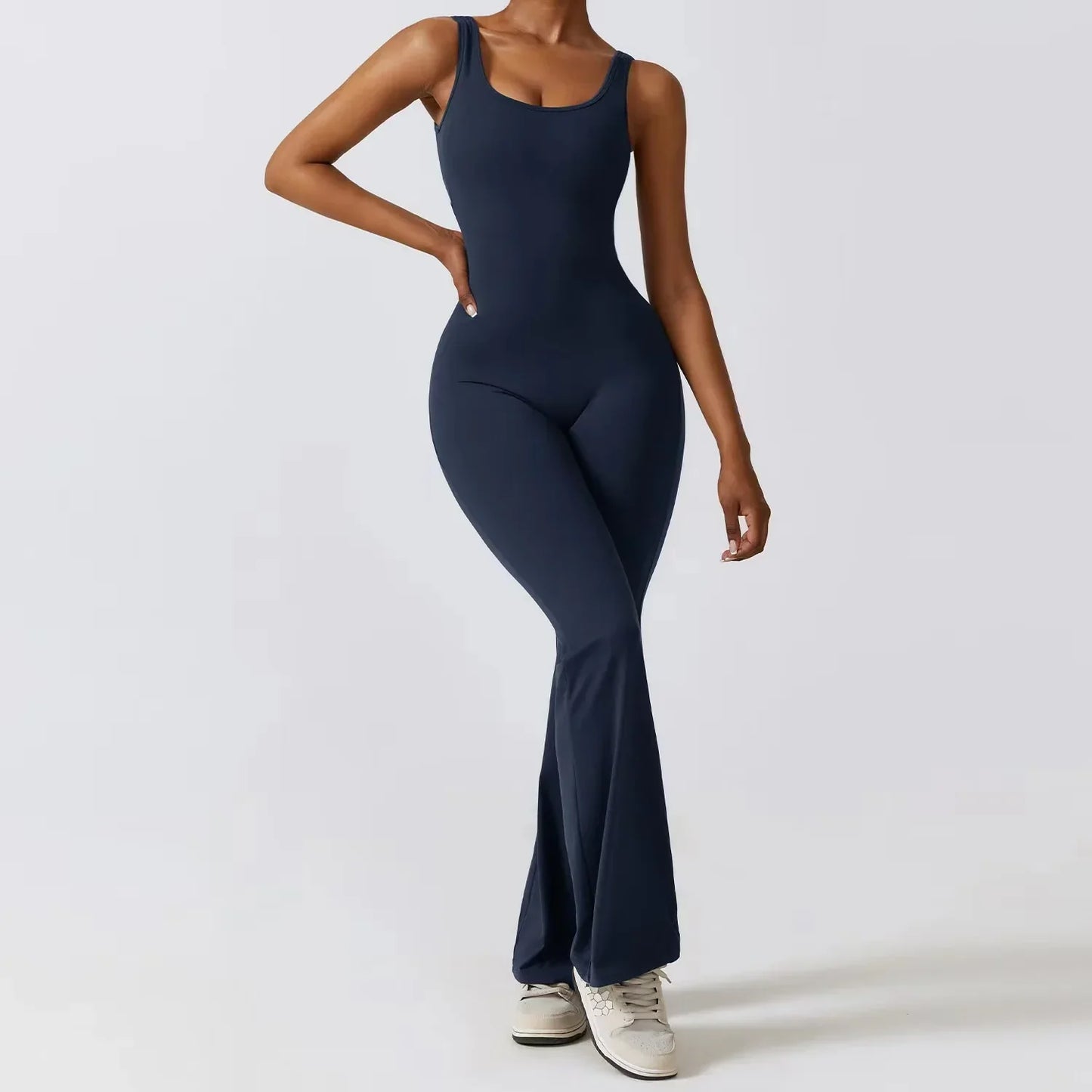Elegante Jumpsuit Racerback Ontwerp Stretch Stof