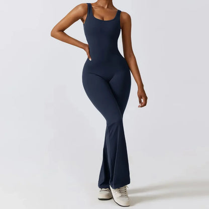 Elegante Jumpsuit Racerback Ontwerp Stretch Stof