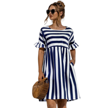 Dames Streep Mini Casual Jurk - Olivia