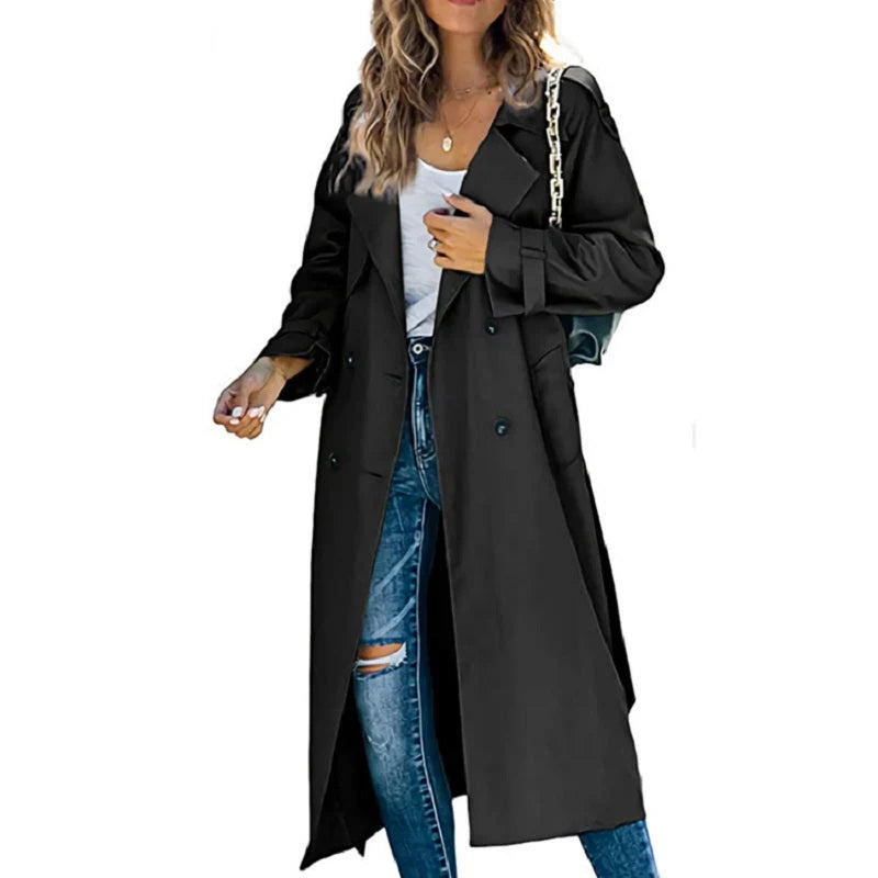 Dames Trenchcoat Klassiek Design Verstelbare Waist - Mode Vibes