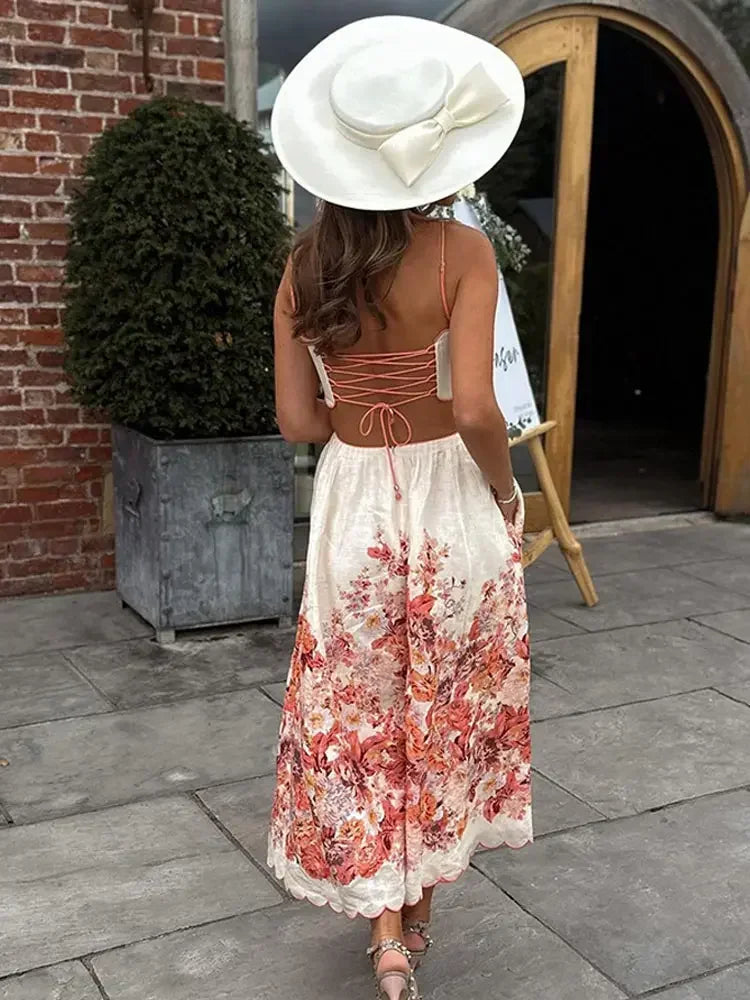 Zestvolle Leeter Bloemenprint Midi-Jurk