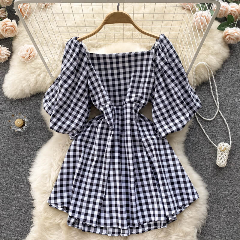 Dames Vierkante Mini Zomerjurk - Annabel
